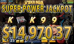 SPIDER-MANでスーパー パワー ジャックポット 賞金14,970.37ドル獲得！