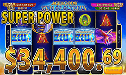 Ace of the Gods - King of Olympus でスーパーパワージャックポット　賞金34,400.69ドル 獲得！