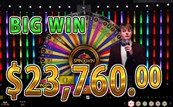 Spin a Win Live で 大勝利　賞金23,760.00ドル 獲得！